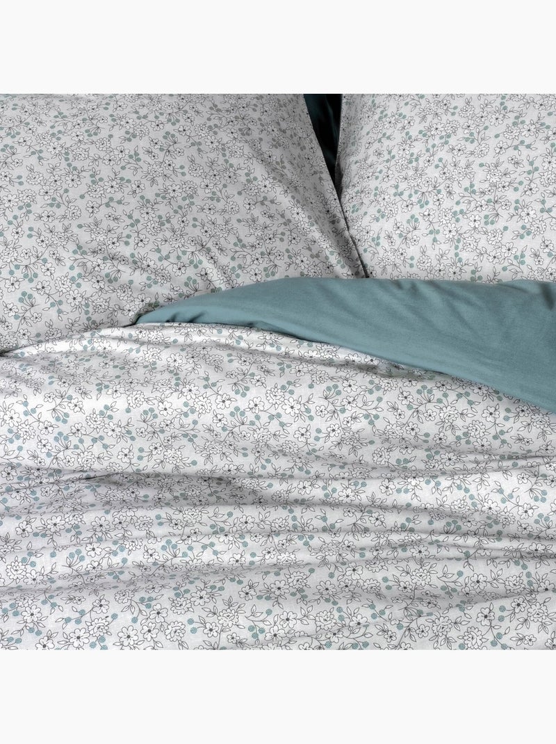 Parure housse de couette 100% coton Imprimée - June Bleu clair - Kiabi