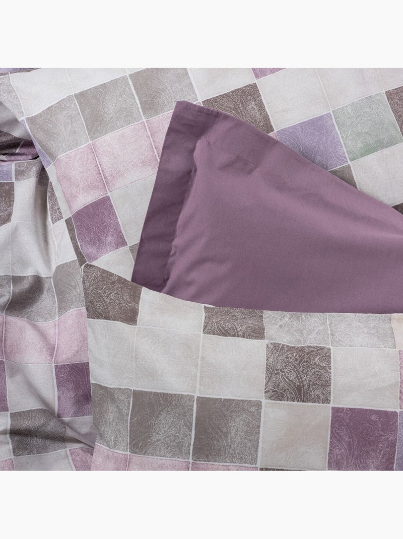 Parure housse de couette 100% coton Imprimée - Maro Violet - Kiabi
