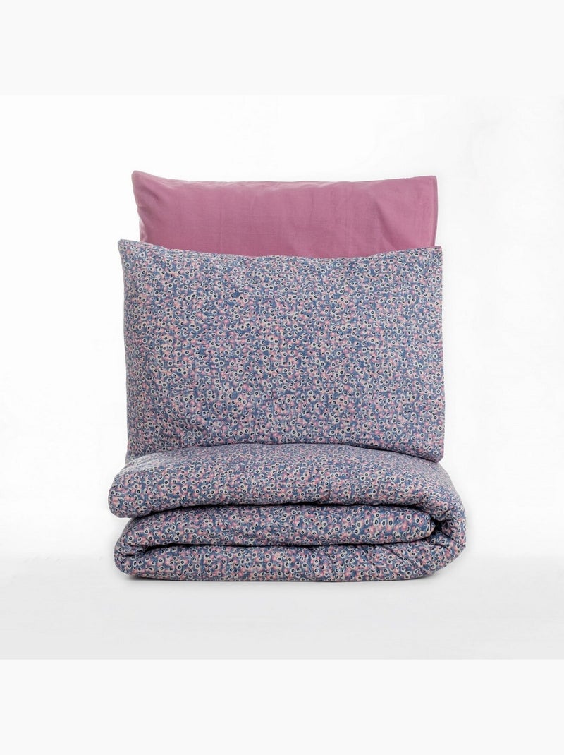 Parure housse de couette 100% coton Imprimée - Maro Violet - Kiabi