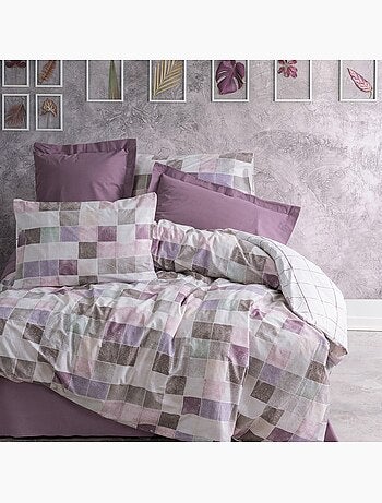 Parure housse de couette 100% coton Imprimée carreaux - Maro