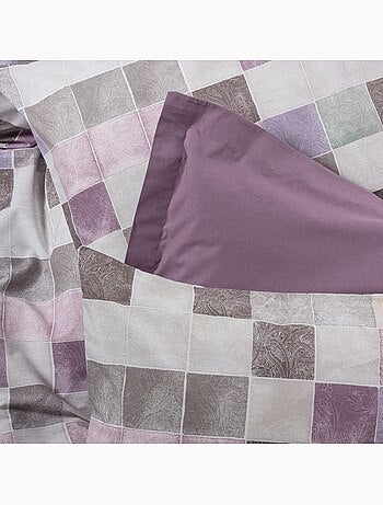 Parure housse de couette 100% coton Imprimée carreaux - Maro