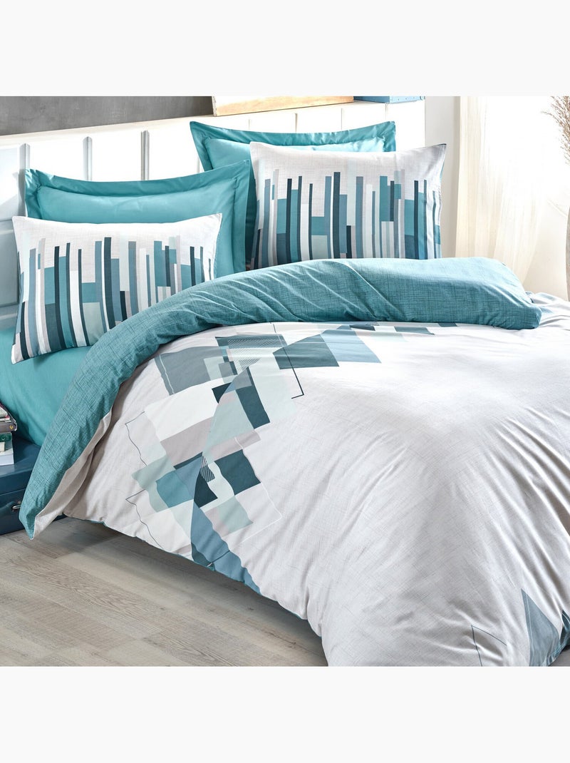 Parure housse de couette 100% coton Imprimée géométrique - Nesto Multicolore - Kiabi