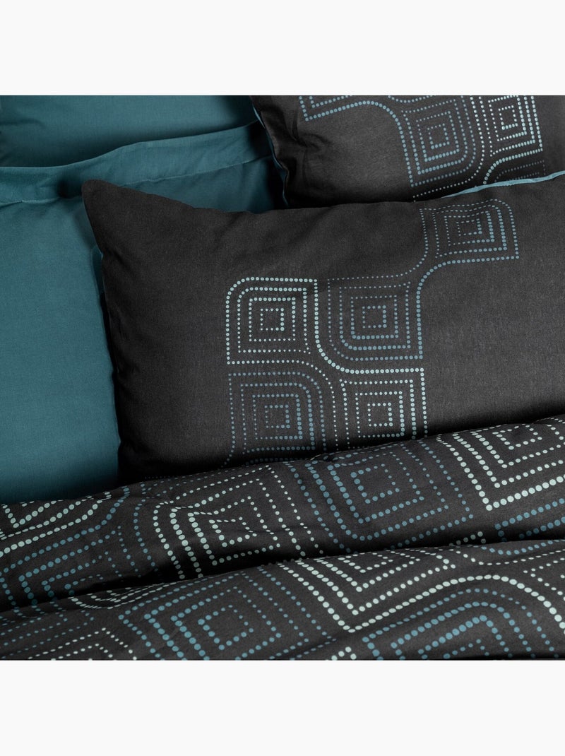 Parure housse de couette 100% coton Imprimée graphique - Noche Multicolore - Kiabi