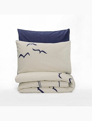 Parure housse de couette 100% coton Imprimée oiseaux marins - Larum