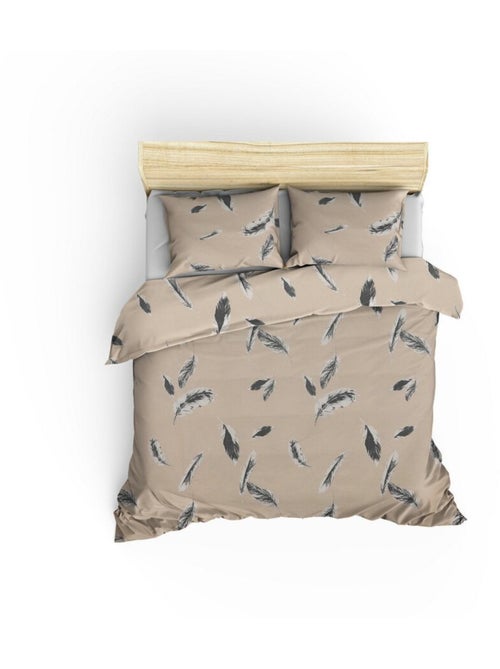 Parure housse de couette 100% coton Imprimée plumes - Feather - Kiabi