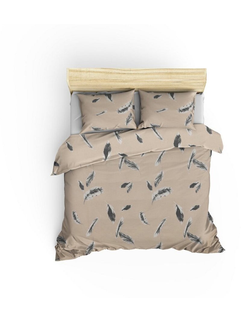 Parure housse de couette 100% coton Imprimée plumes - Feather Multicolore - Kiabi