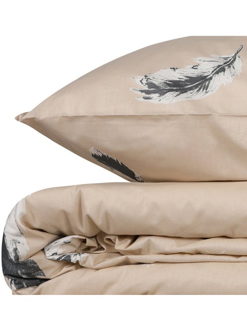 Parure housse de couette 100% coton Imprimée plumes - Feather - Kiabi
