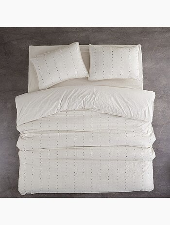 Parure housse de couette 100% coton Imprimée pois brodés - Encorte