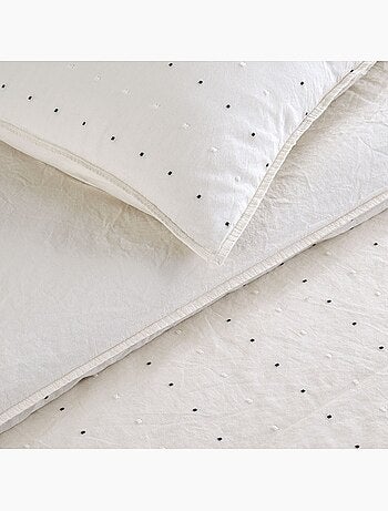 Parure housse de couette 100% coton Imprimée pois brodés - Encorte