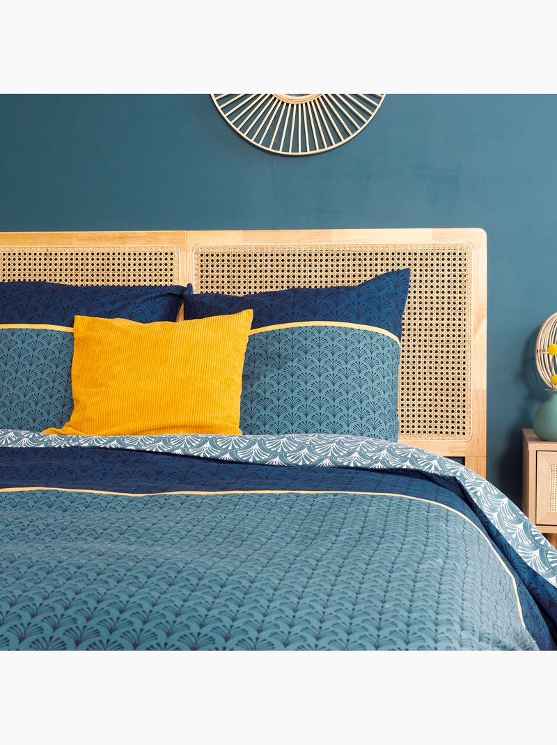Parure housse de couette 100 % coton jade Bleu foncé - Kiabi