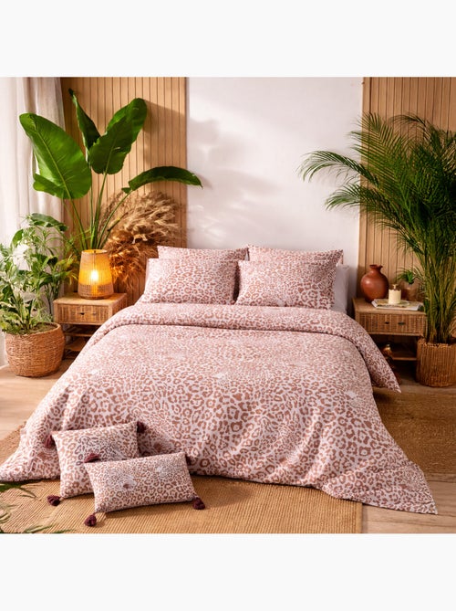 Parure housse de couette 100 % coton jag sable - Kiabi