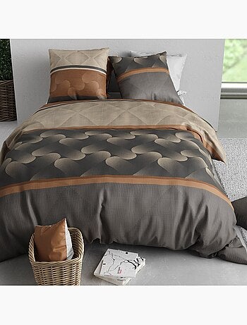Parure housse de couette 100 % coton jaspe