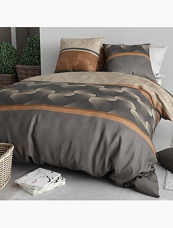 Parure housse de couette 100 % coton jaspe