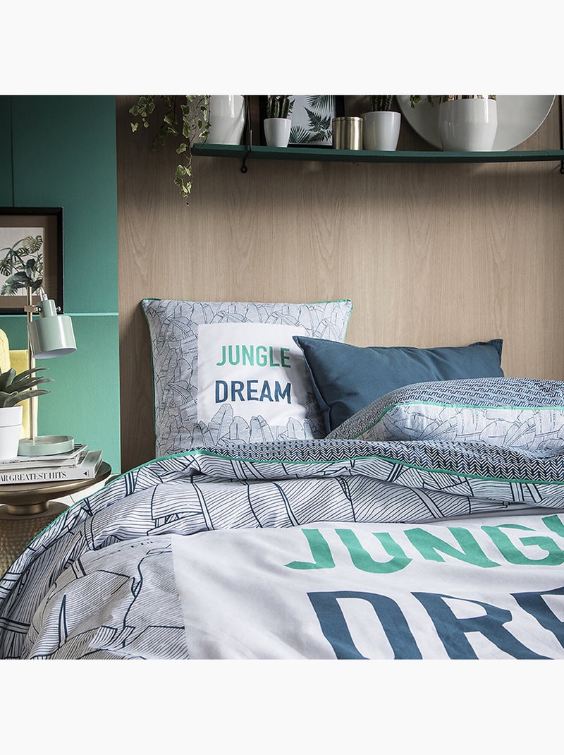 Parure housse de couette 100 % coton jungle dream Blanc - Kiabi