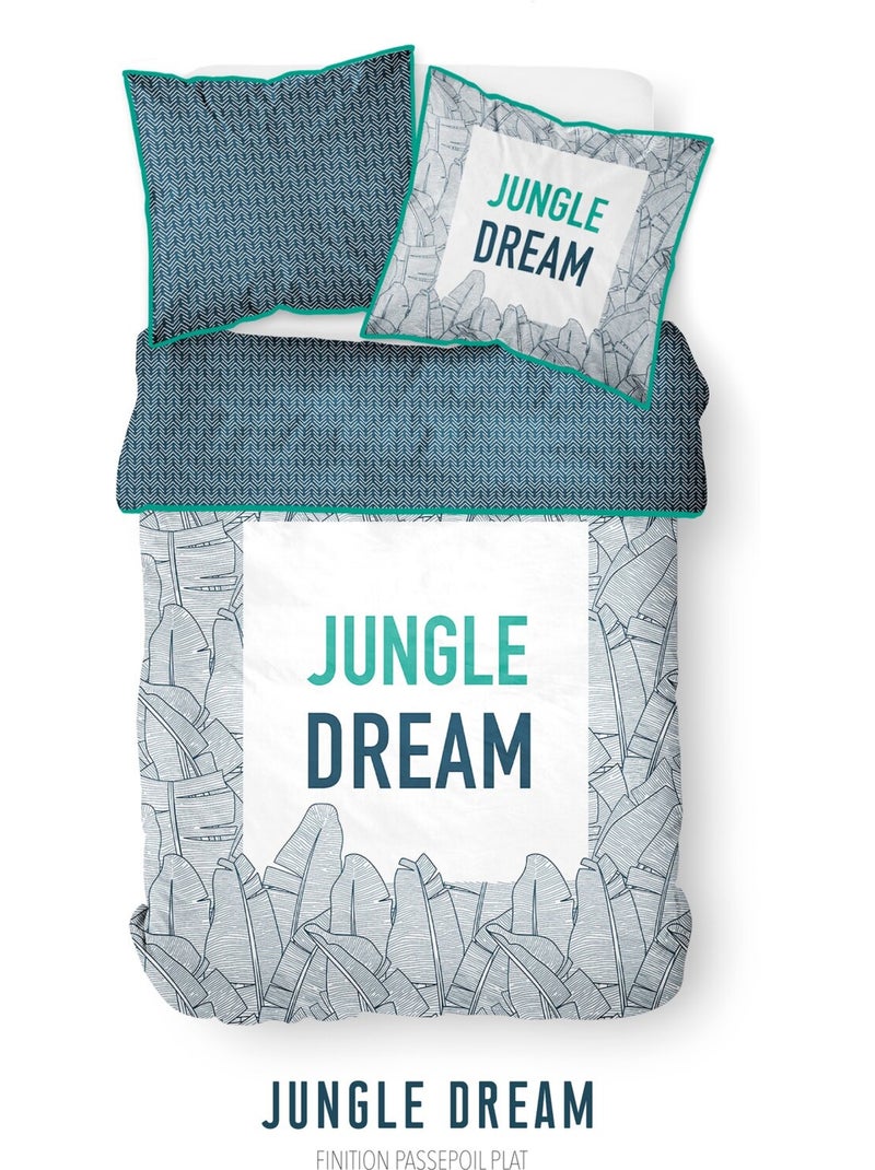 Parure housse de couette 100 % coton jungle dream Blanc - Kiabi