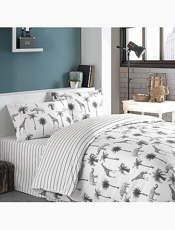 Parure housse de couette 100 % coton jungle