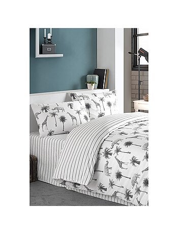 Parure housse de couette 100 % coton jungle