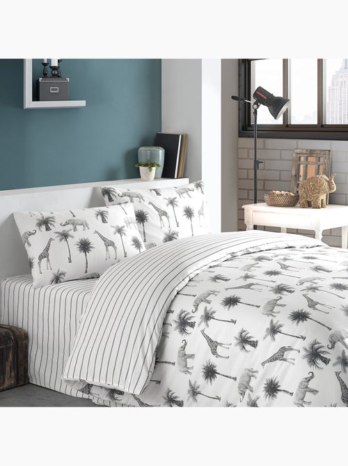 Parure housse de couette 100 % coton jungle - Kiabi