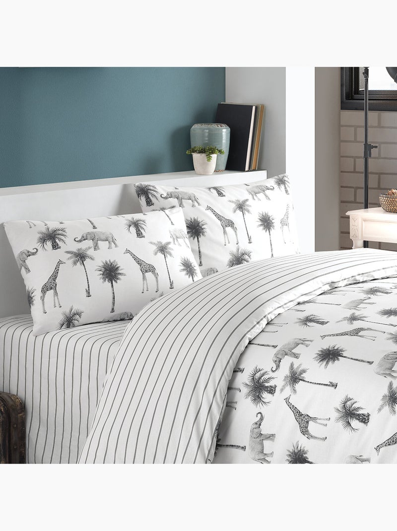 Parure housse de couette 100 % coton jungle Multicolore - Kiabi