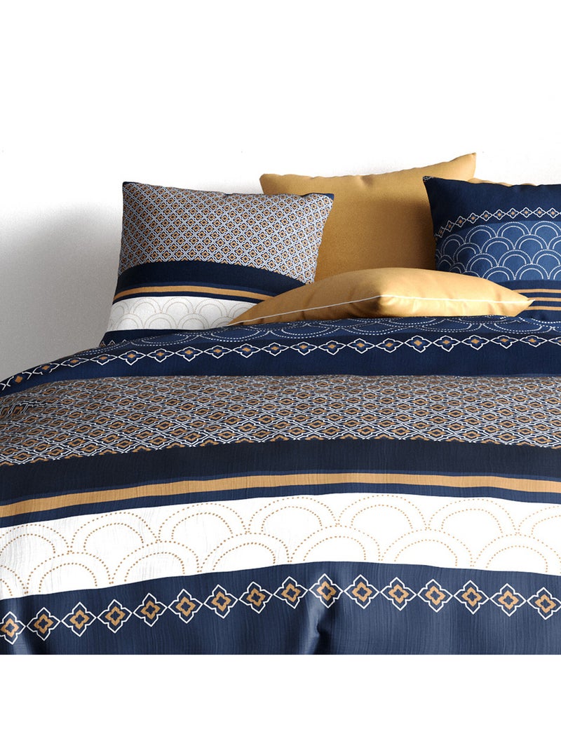 Parure housse de couette 100 % coton kalypso Bleu - Kiabi