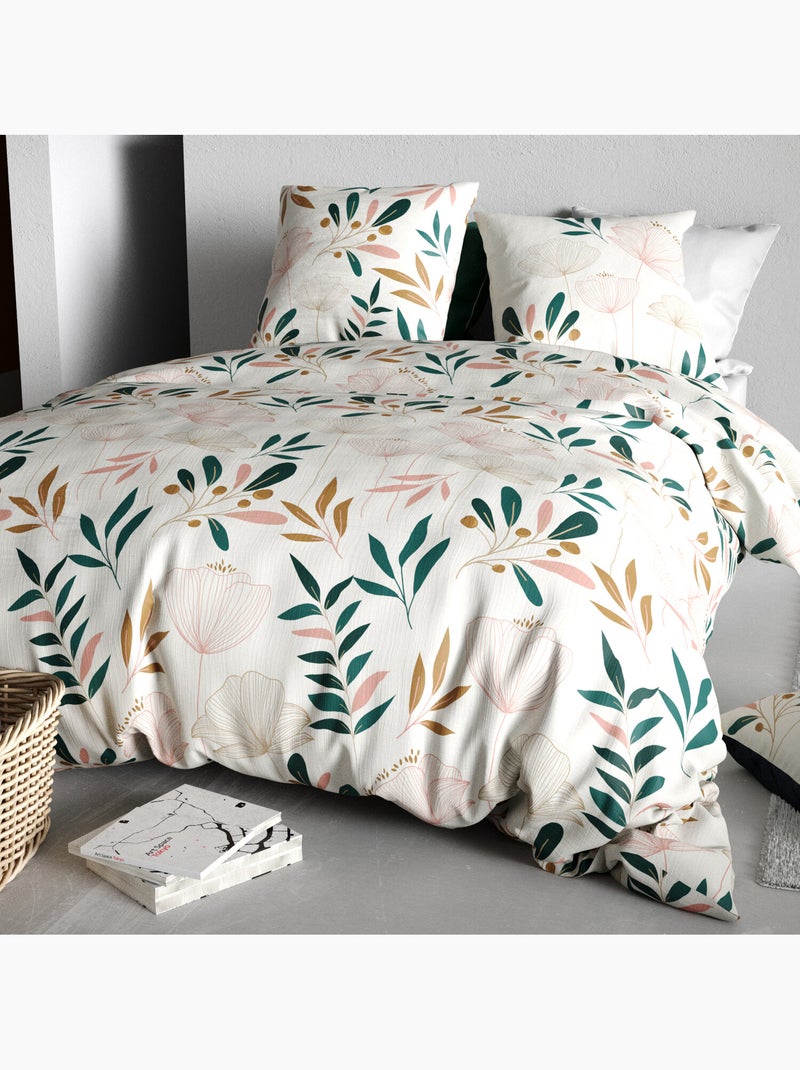 Parure housse de couette 100 % coton kano Beige - Kiabi