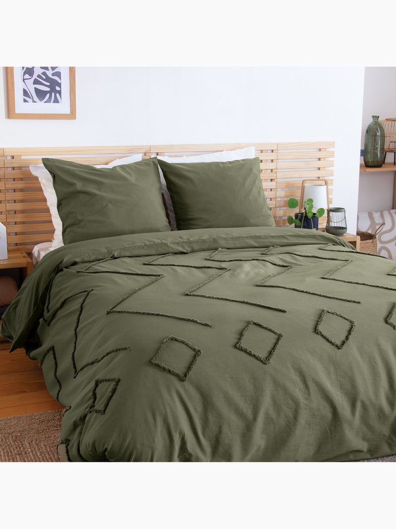 Parure housse de couette 100 % coton kayl Vert - Kiabi