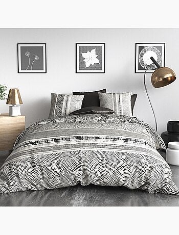 Parure housse de couette 100 % coton lattice