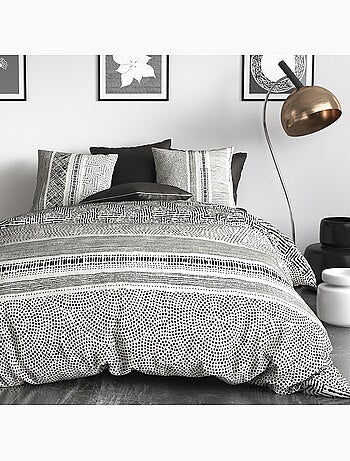 Parure housse de couette 100 % coton lattice