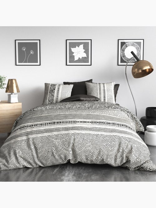 Parure housse de couette 100 % coton lattice - Kiabi Parure housse de couette 100 % coton lattice - Kiabi