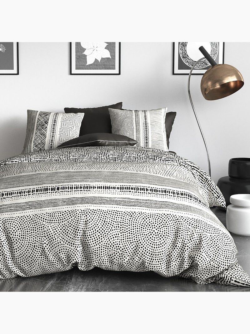 Parure housse de couette 100 % coton lattice Multicolore - Kiabi