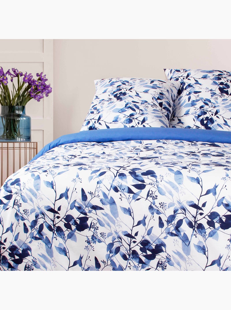Parure housse de couette 100 % coton leaves Multicolore - Kiabi