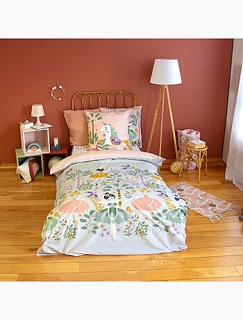 Parure housse de couette 100 % coton licorne