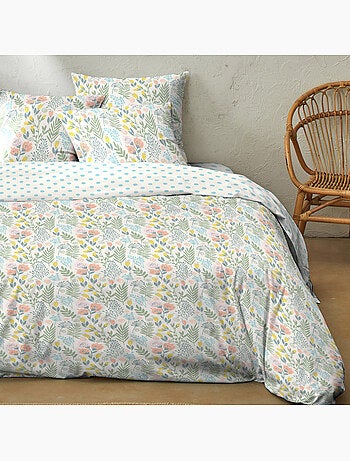 Parure housse de couette 100 % coton lila multico