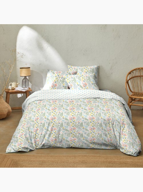 Parure housse de couette 100 % coton lila multico - Kiabi