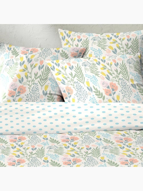 Parure housse de couette 100 % coton lila multico - Kiabi