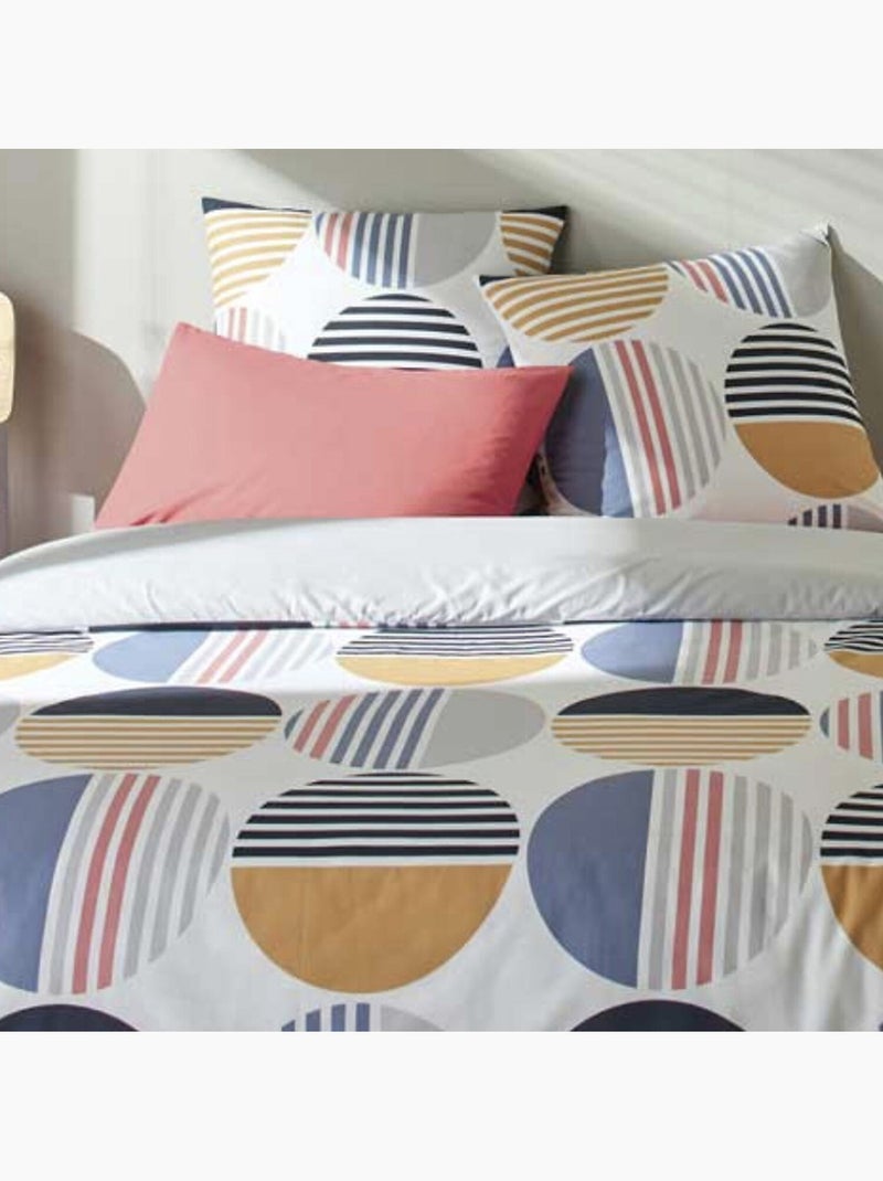 Parure housse de couette 100 % coton liviau Blanc - Kiabi