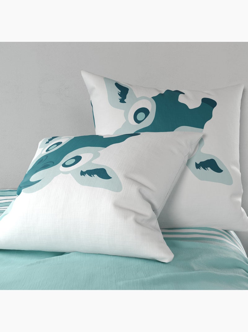 Parure housse de couette 100 % coton louma Bleu clair - Kiabi