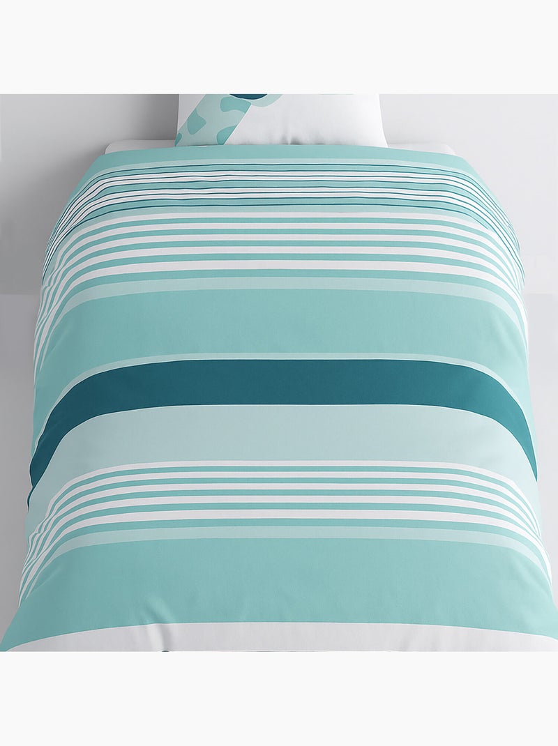 Parure housse de couette 100 % coton louma Bleu clair - Kiabi
