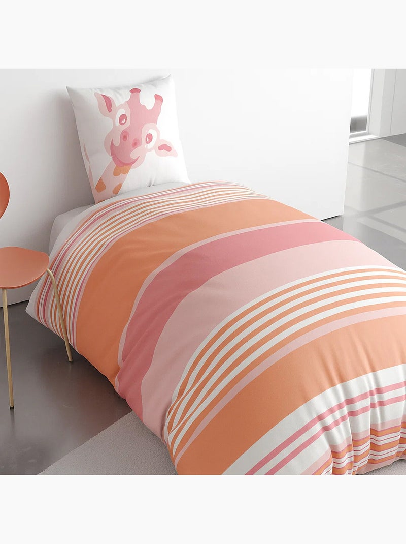 Parure housse de couette 100 % coton louma Rose - Kiabi