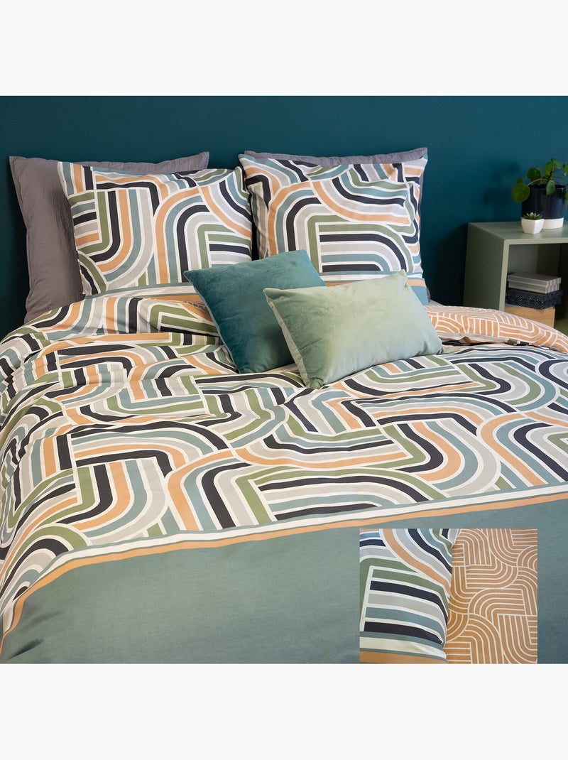Parure housse de couette 100 % coton loute Vert - Kiabi