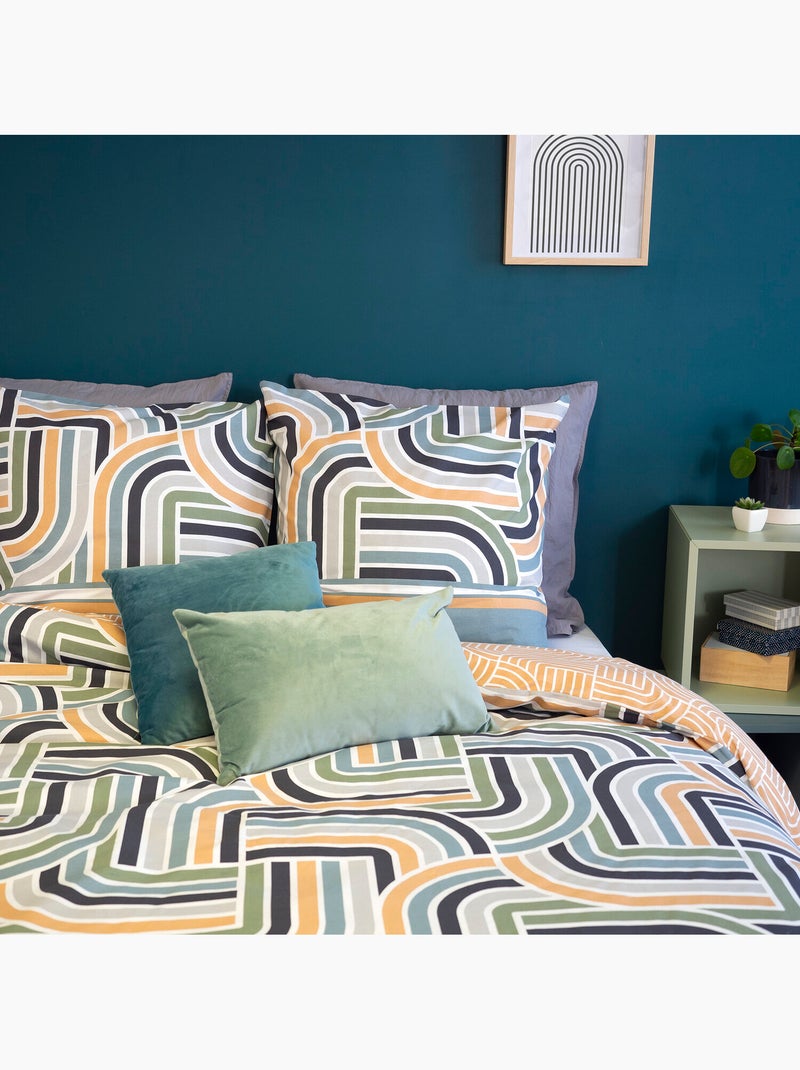 Parure housse de couette 100 % coton loute Vert - Kiabi