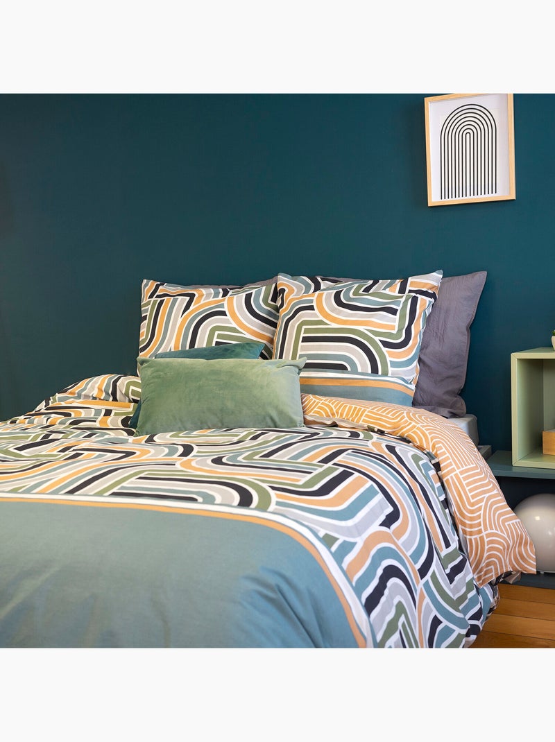 Parure housse de couette 100 % coton loute Vert - Kiabi