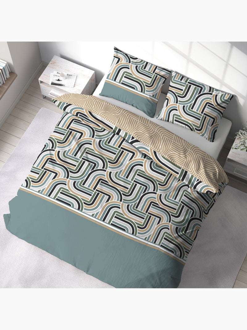 Parure housse de couette 100 % coton loute Vert - Kiabi