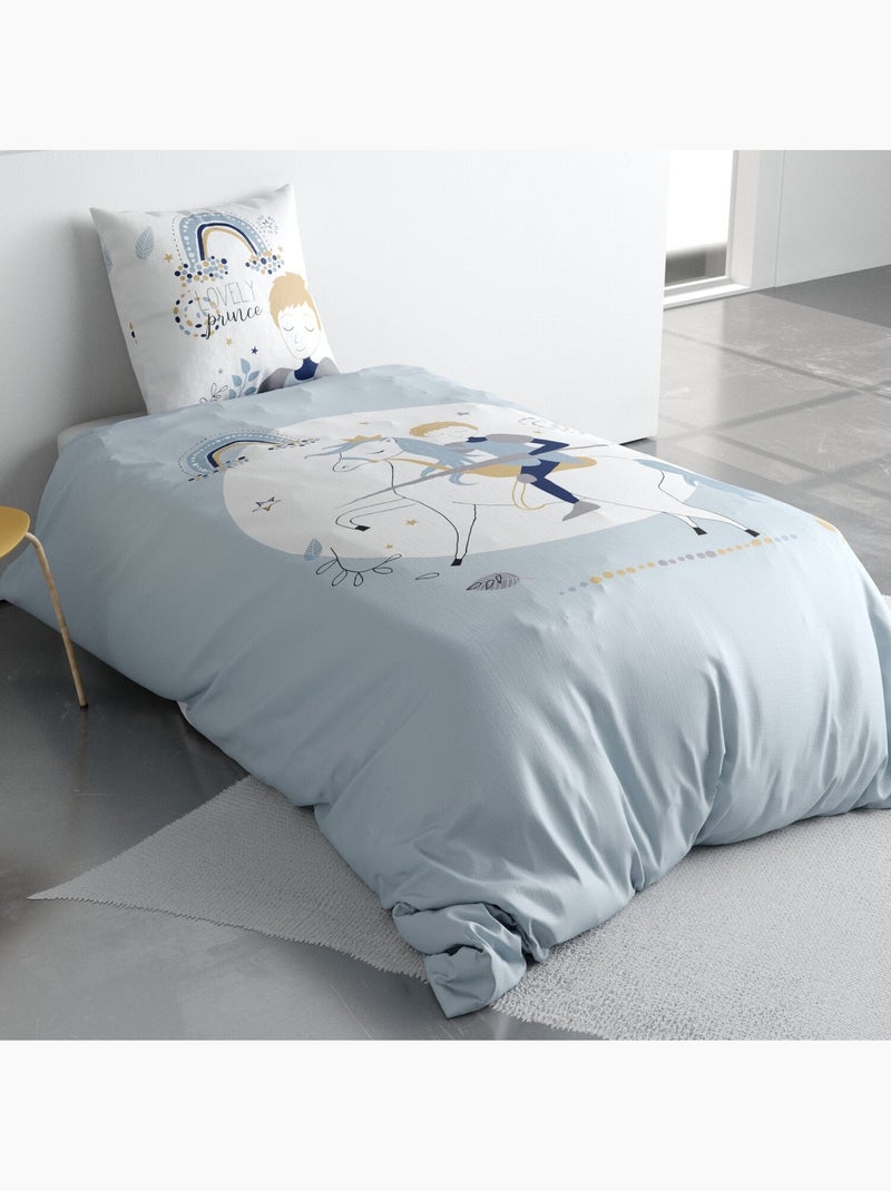Parure housse de couette 100 % coton lovely prince Blanc - Kiabi
