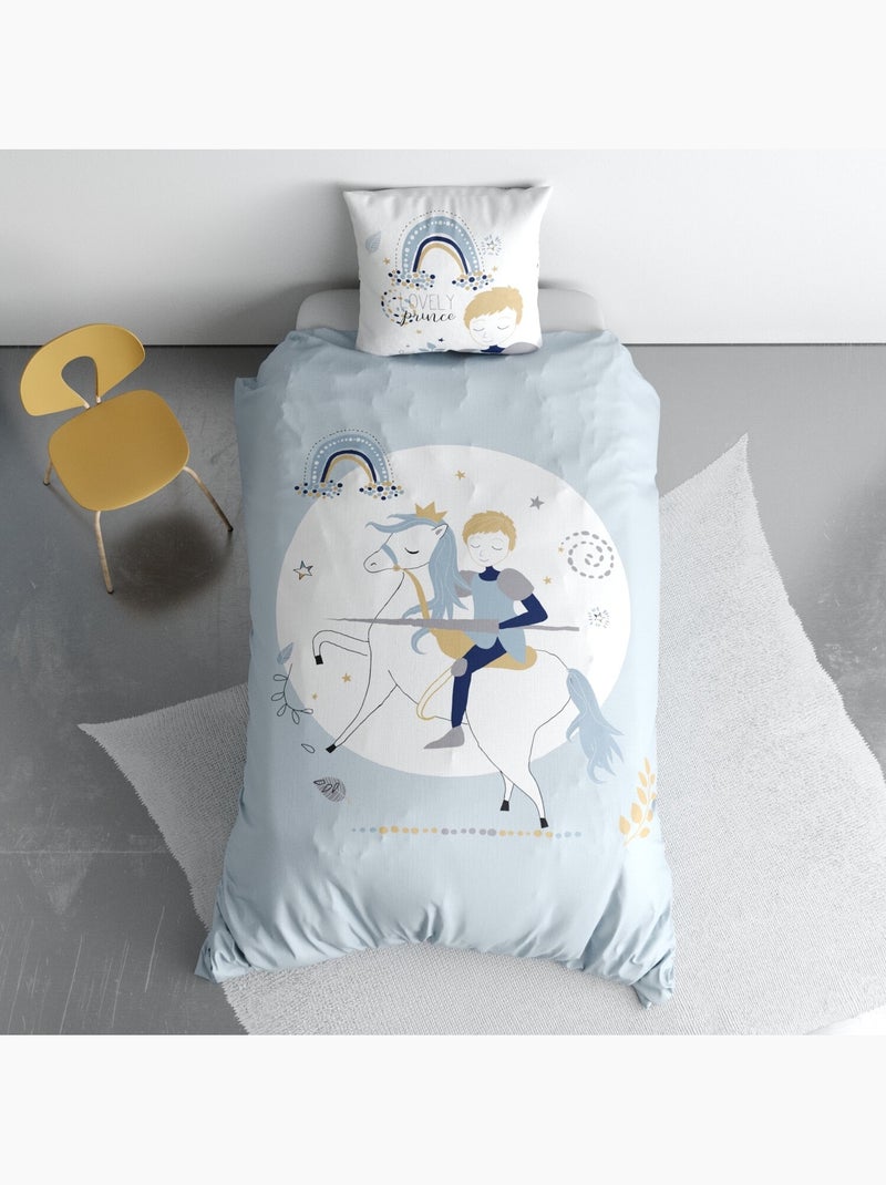 Parure housse de couette 100 % coton lovely prince Blanc - Kiabi