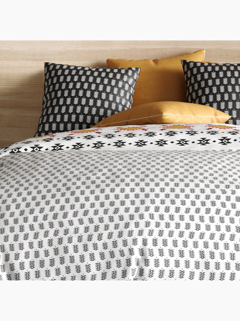 Parure housse de couette 100 % coton loya Noir - Kiabi