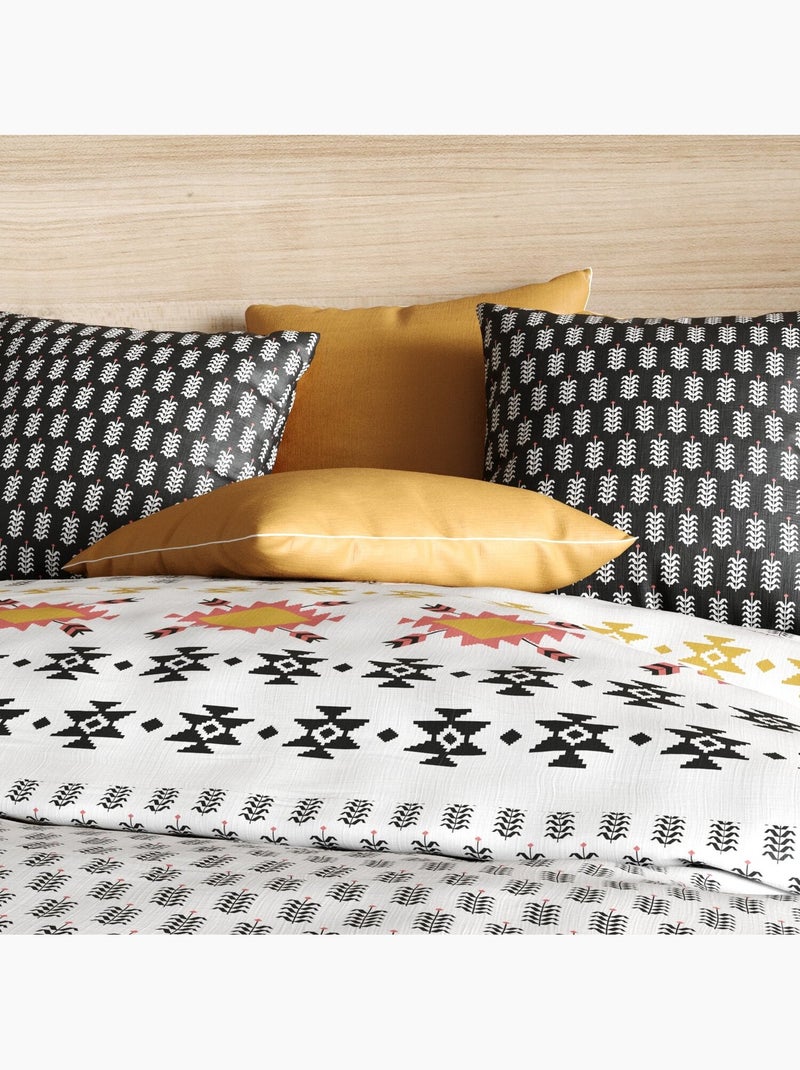 Parure housse de couette 100 % coton loya Noir - Kiabi