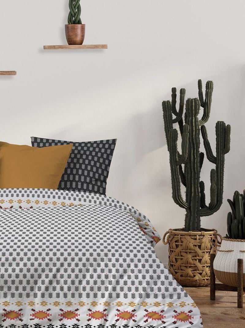 Parure housse de couette 100 % coton loya Noir - Kiabi