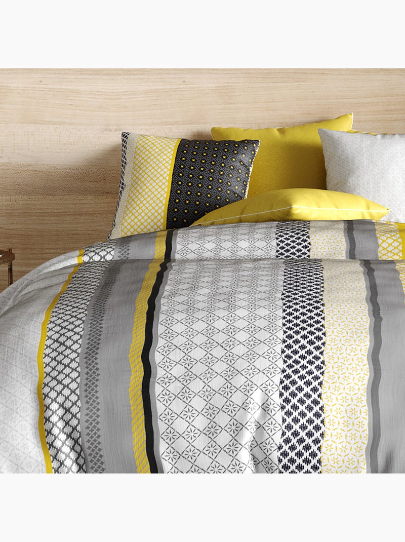 Parure housse de couette 100 % coton lumi Gris - Kiabi