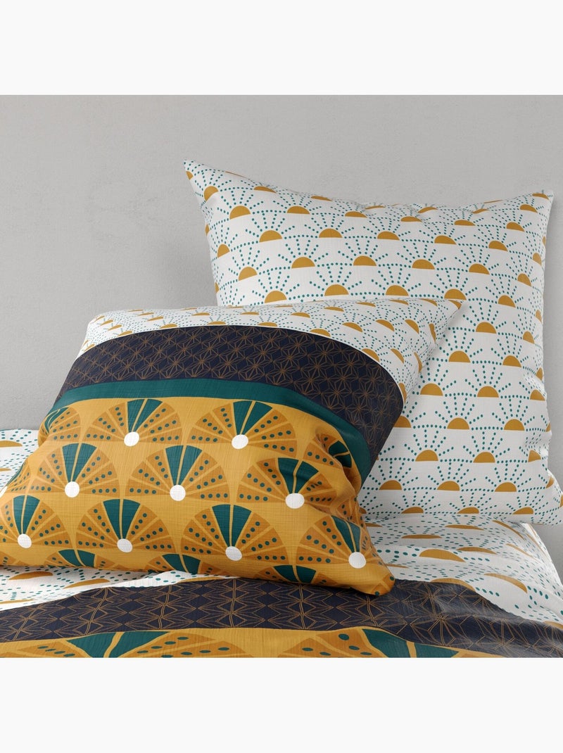 Parure housse de couette 100 % coton madra Jaune - Kiabi